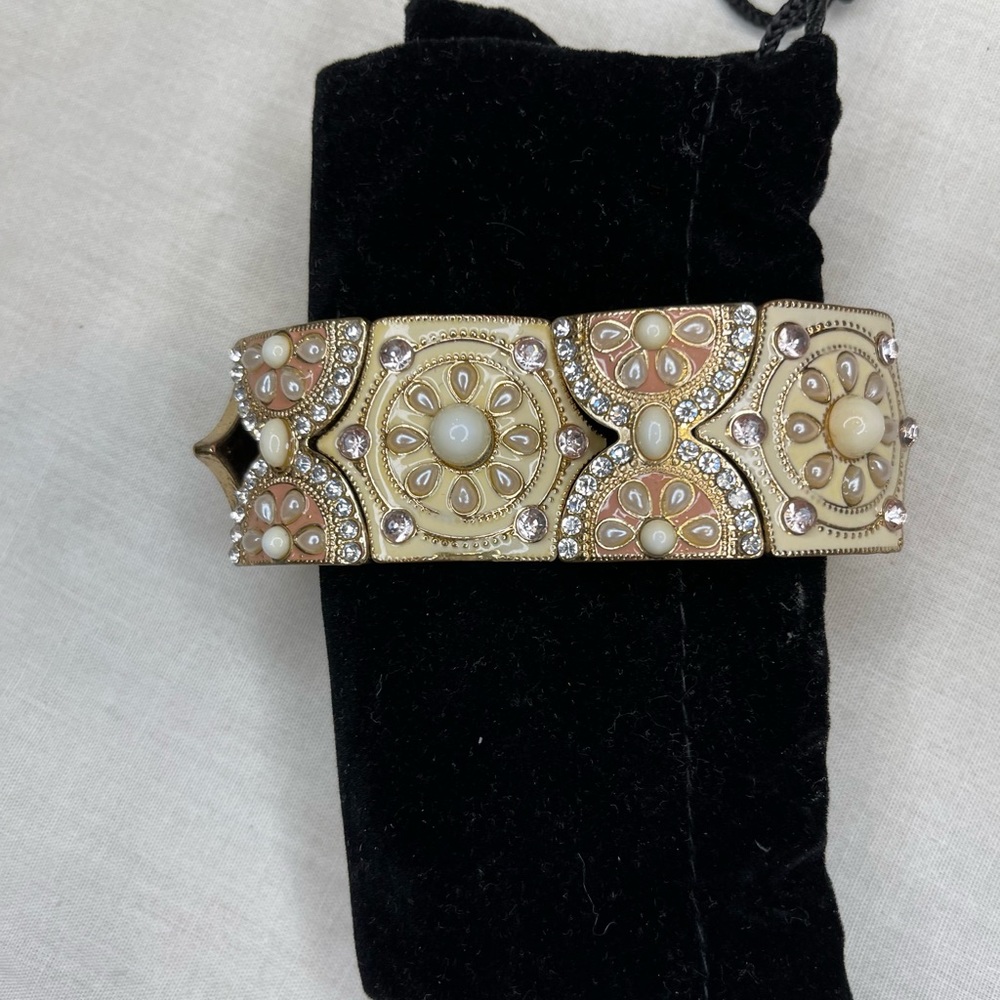 Chico’s GoldTone Bracelet w/ Pearls.  1” wide.